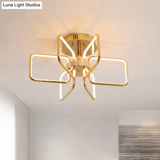 Gold Led Ceiling Light Modernism - Acrylic Semi Mount For Bedroom 23.5’/31.5’ W