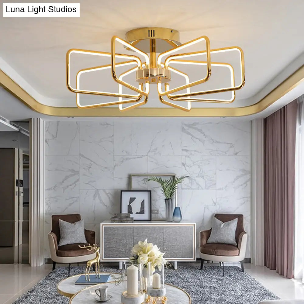 Gold Led Ceiling Light Modernism - Acrylic Semi Mount For Bedroom 23.5/31.5 W