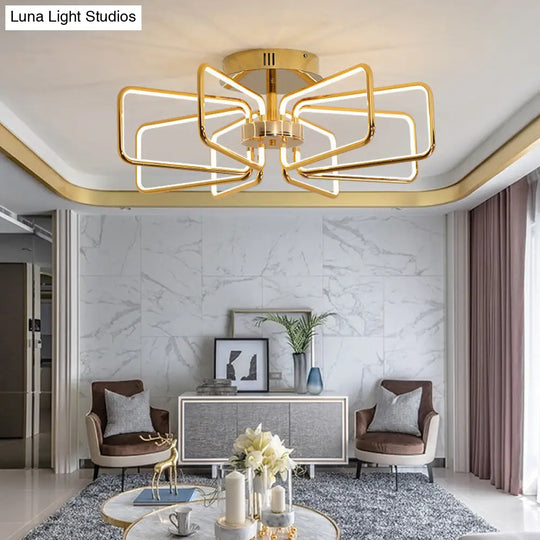 Gold Led Ceiling Light Modernism - Acrylic Semi Mount For Bedroom 23.5/31.5 W