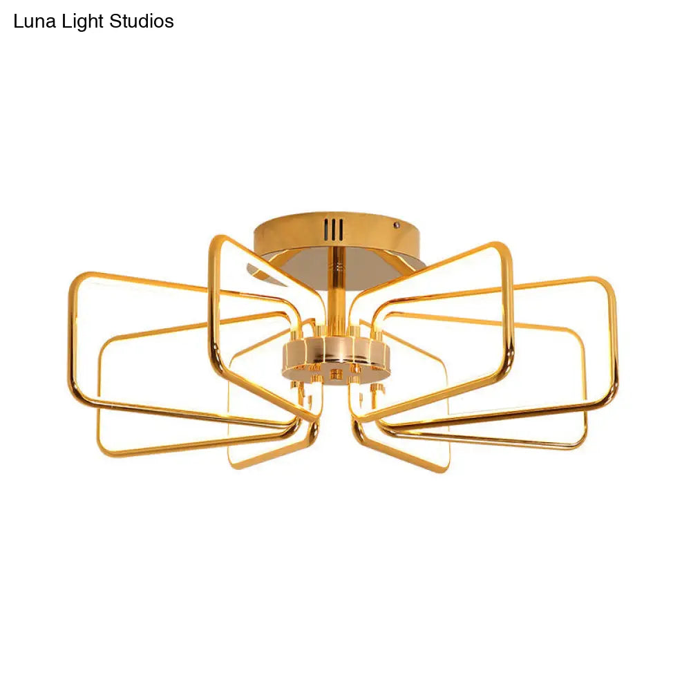 Gold Led Ceiling Light Modernism - Acrylic Semi Mount For Bedroom 23.5/31.5 W