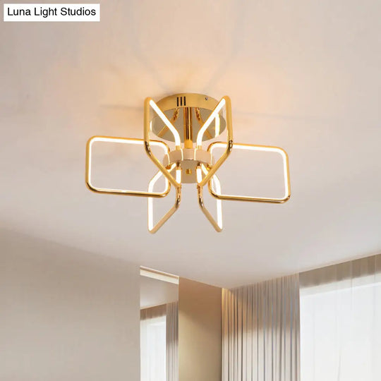 Gold Led Ceiling Light Modernism - Acrylic Semi Mount For Bedroom 23.5’/31.5’ W