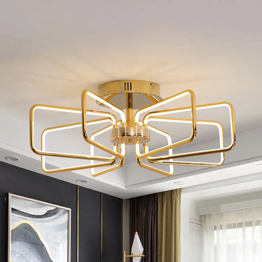 Gold Led Ceiling Light Modernism - Acrylic Semi Mount For Bedroom 23.5’/31.5’ W / 31.5’