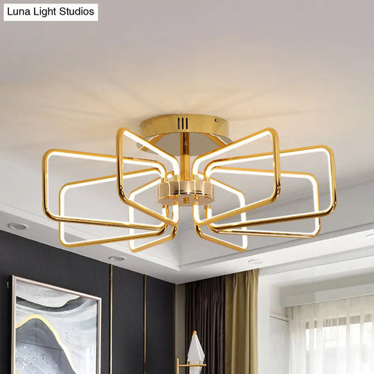 Gold Led Ceiling Light Modernism - Acrylic Semi Mount For Bedroom 23.5/31.5 W / 31.5