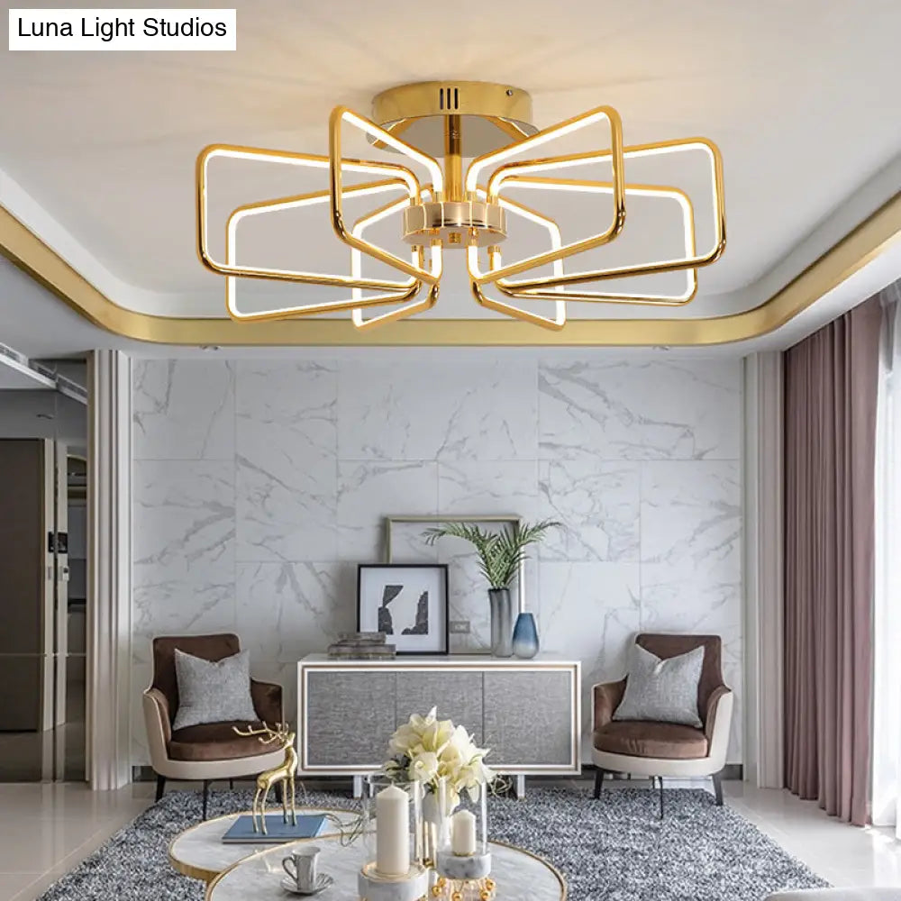 Gold Led Ceiling Light Modernism - Acrylic Semi Mount For Bedroom 23.5’/31.5’ W