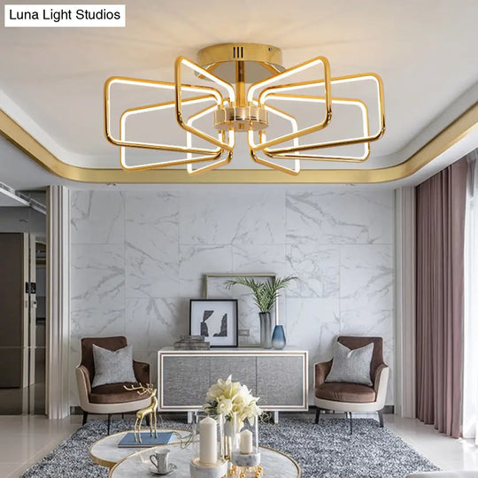 Gold Led Ceiling Light Modernism - Acrylic Semi Mount For Bedroom 23.5’/31.5’ W