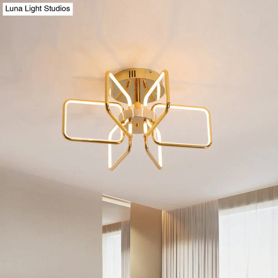 Gold Led Ceiling Light Modernism - Acrylic Semi Mount For Bedroom 23.5/31.5 W