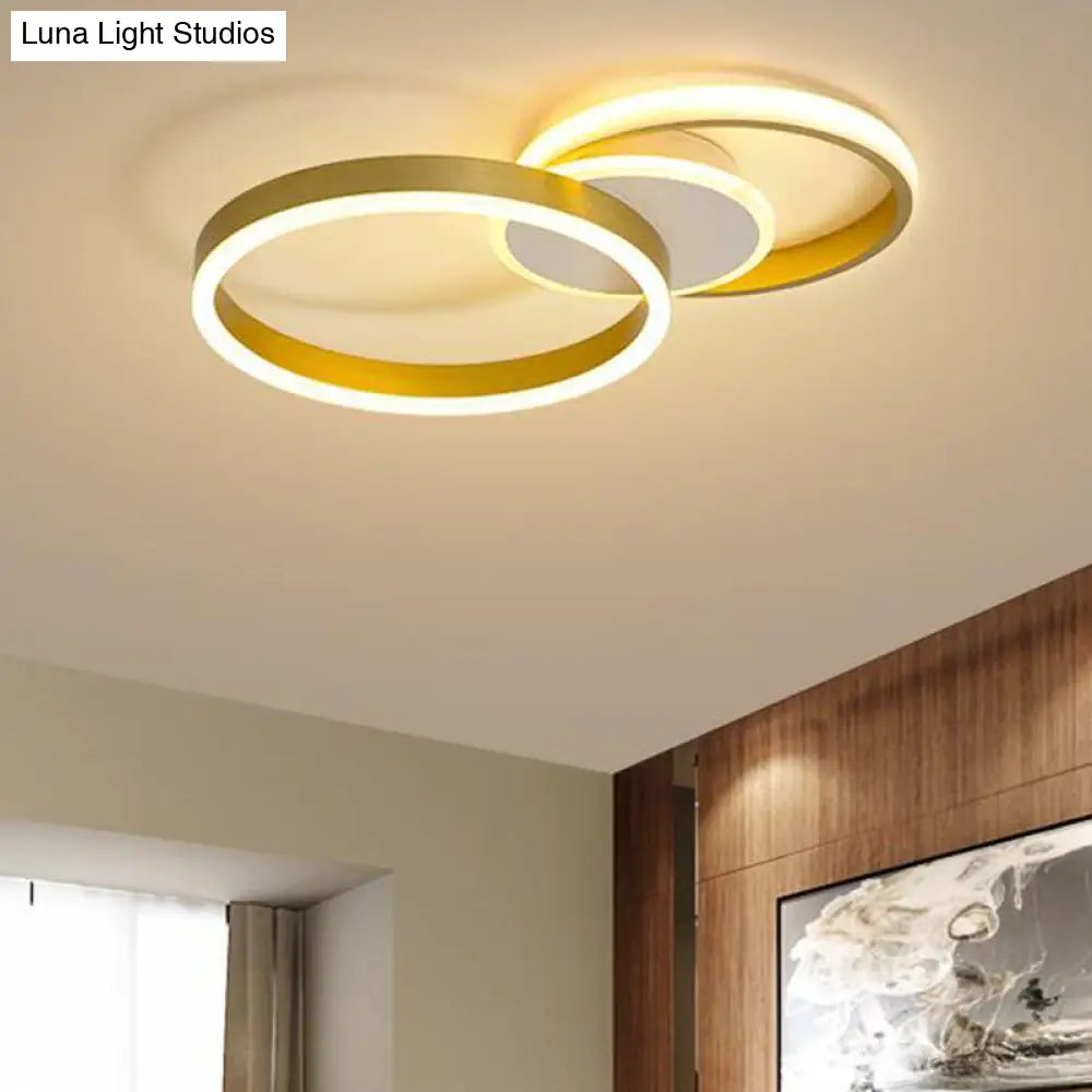 Gold Led Circle Flush Light: Contemporary Acrylic Ceiling Fixture With Warm/White Illumination /