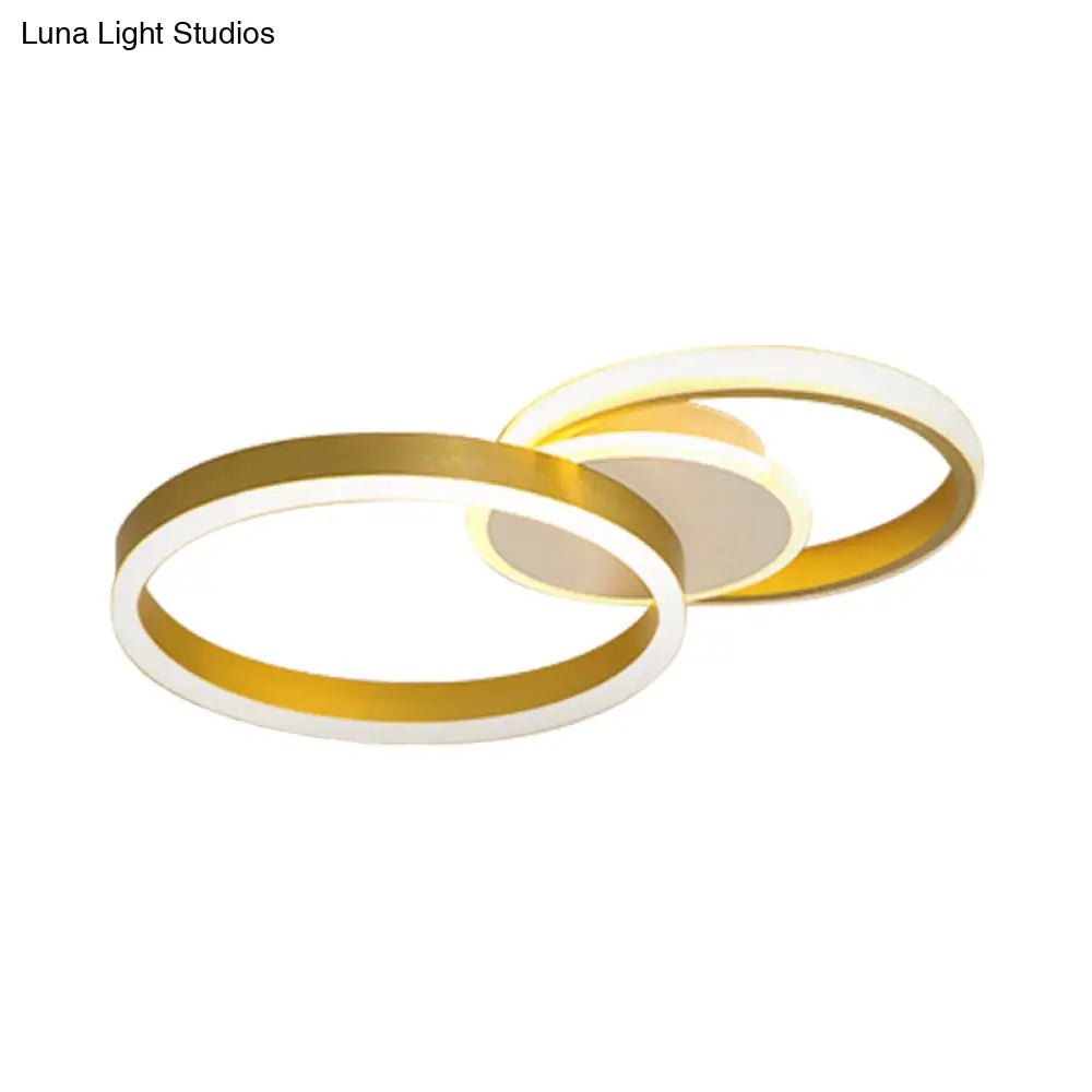 Gold Led Circle Flush Light: Contemporary Acrylic Ceiling Fixture With Warm/White Illumination