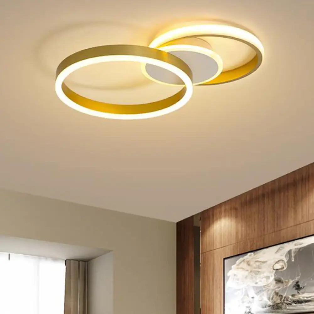 Gold Led Circle Flush Light: Contemporary Acrylic Ceiling Fixture With Warm/White Illumination /