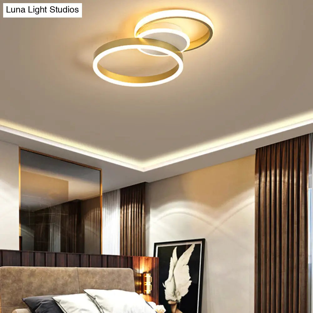 Gold Led Circle Flush Light: Contemporary Acrylic Ceiling Fixture With Warm/White Illumination