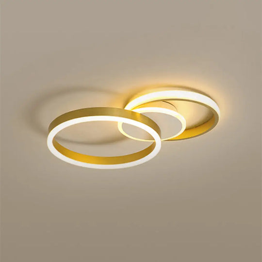 Gold Led Circle Flush Light: Contemporary Acrylic Ceiling Fixture With Warm/White Illumination /