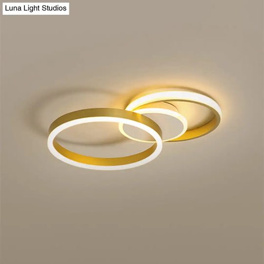 Gold Led Circle Flush Light: Contemporary Acrylic Ceiling Fixture With Warm/White Illumination /