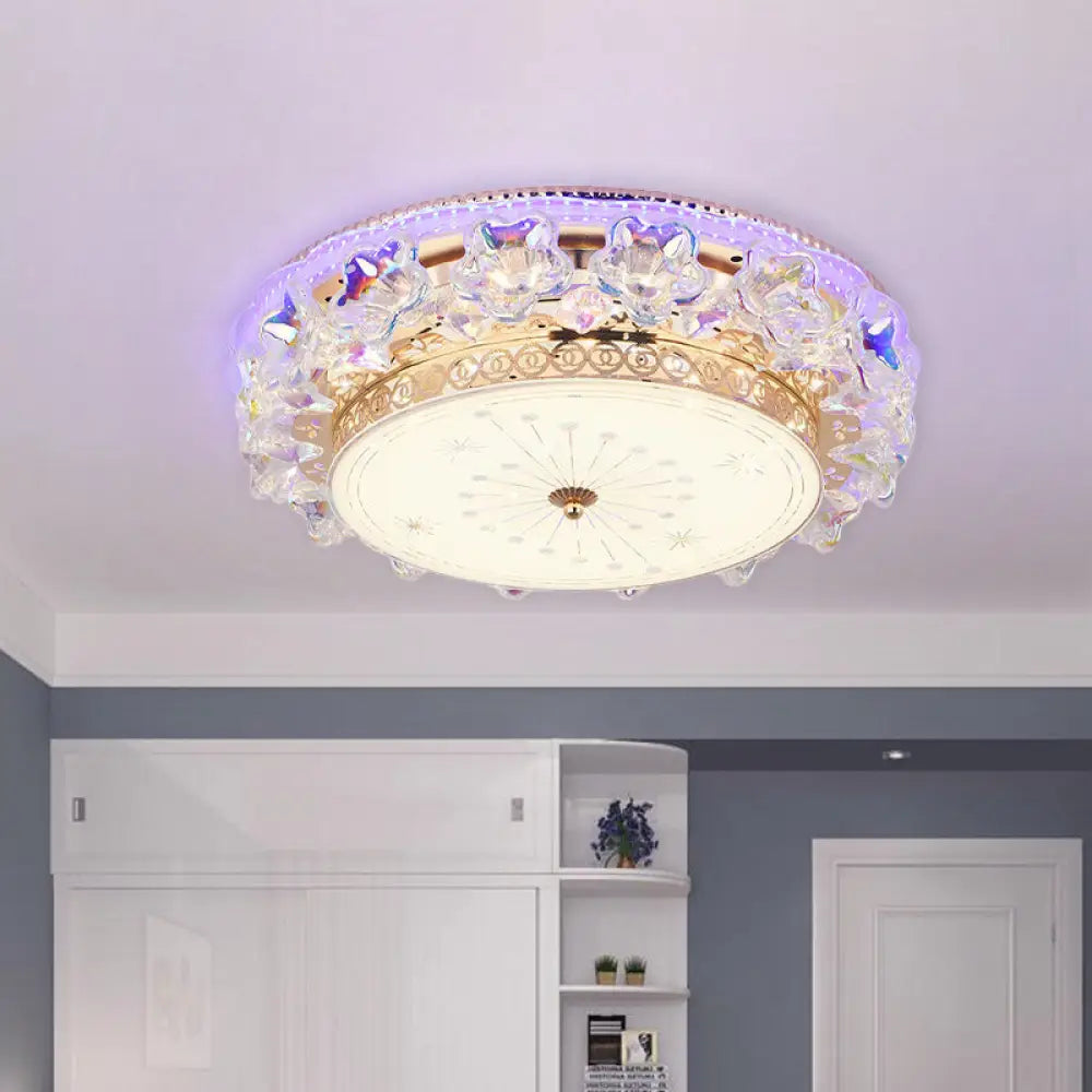 Gold Led Crystal Ceiling Light With Star Design - Simple And Stylish Flush Mount Fixture Clear