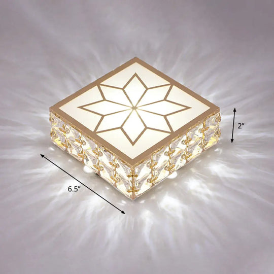 Gold Led Crystal Flush Mount Ceiling Light For Foyer - Sleek Simplicity / 6.5 White