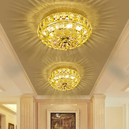 Gold Led Crystal Flushmount Ceiling Fixture For Doorway – Warm/White Light / White A