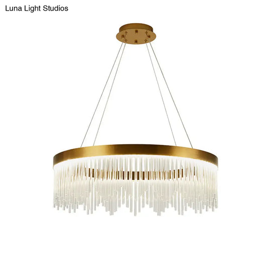 Simple Ring Crystal Icicles Chandelier Led Ceiling Light - Gold Diameters: 16 23.5 & 31.5