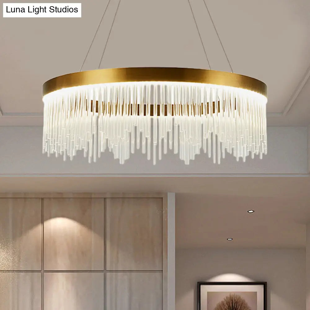 Simple Ring Crystal Icicles Chandelier Led Ceiling Light - Gold Diameters: 16 23.5 & 31.5 /