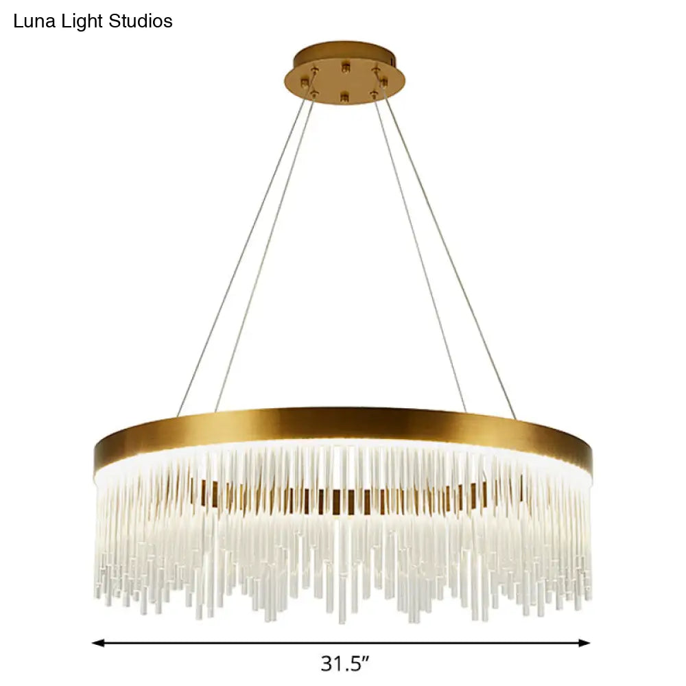 Simple Ring Crystal Icicles Chandelier Led Ceiling Light - Gold Diameters: 16 23.5 & 31.5