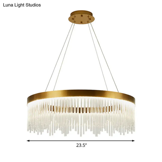 Simple Ring Crystal Icicles Chandelier Led Ceiling Light - Gold Diameters: 16 23.5 & 31.5