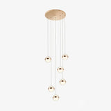 Gold Led Crystal Staircase Ceiling Light With Ball Shade 6 /