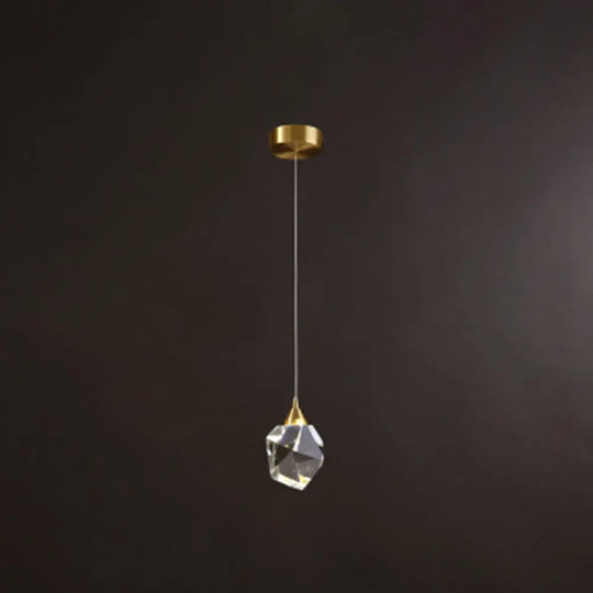 Gold Led Crystal Stone Ceiling Light For Modern Bedroom Suspension 1 / Warm