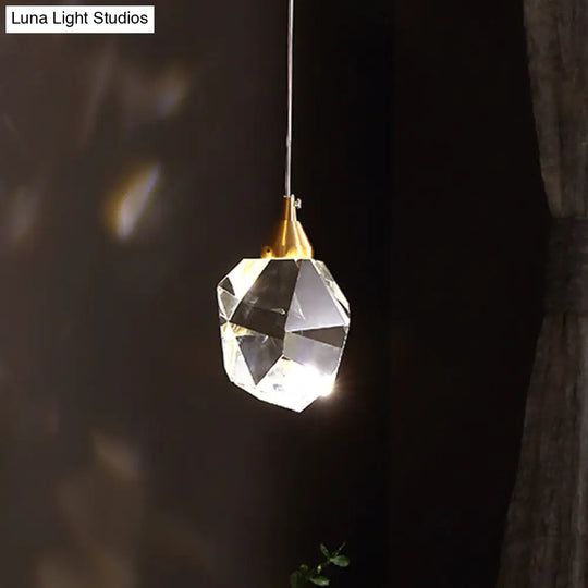 Gold Led Crystal Stone Ceiling Light For Modern Bedroom Suspension