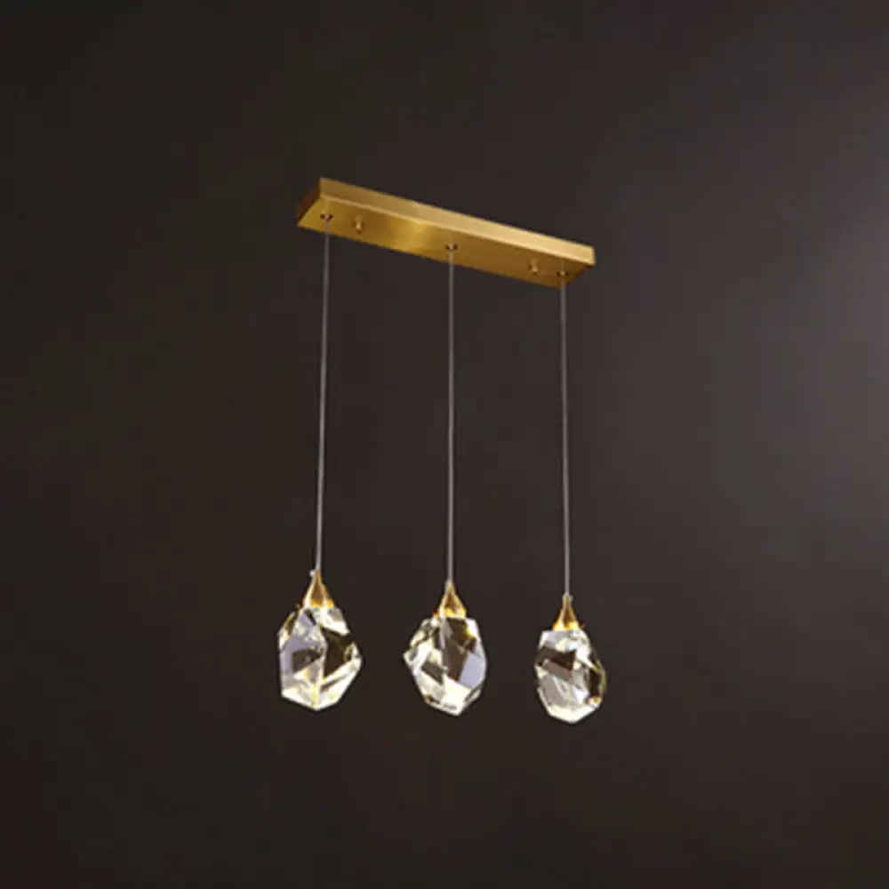 Gold Led Crystal Stone Ceiling Light For Modern Bedroom Suspension 3 / White