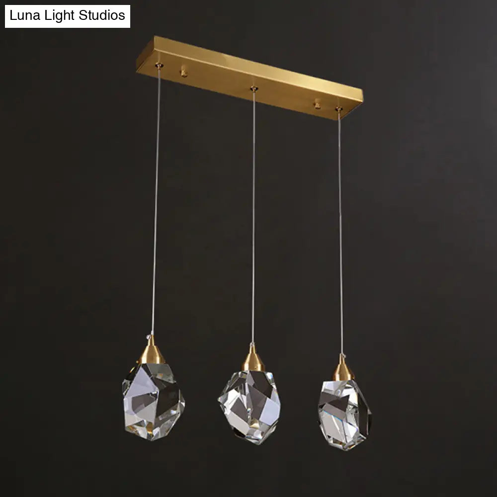 Golden Modern Stone Hanging Ceiling Light With Crystal Led: A Striking Bedroom Suspension Lighting