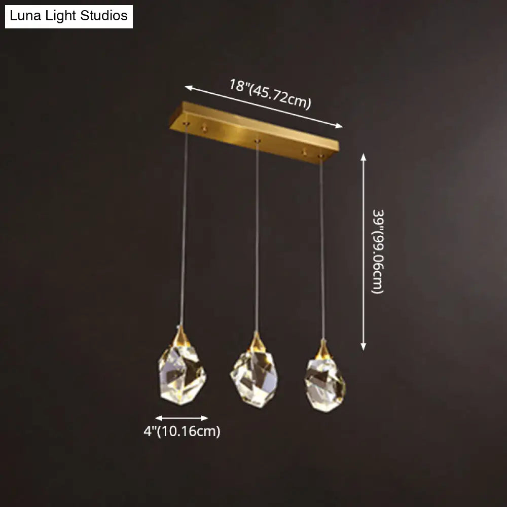 Golden Modern Stone Hanging Ceiling Light With Crystal Led: A Striking Bedroom Suspension Lighting