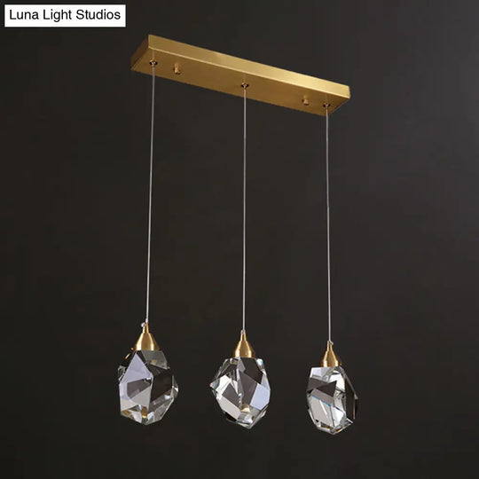 Gold Led Crystal Stone Ceiling Light For Modern Bedroom Suspension