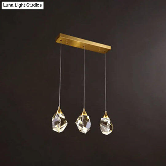 Golden Modern Stone Hanging Ceiling Light With Crystal Led: A Striking Bedroom Suspension Lighting