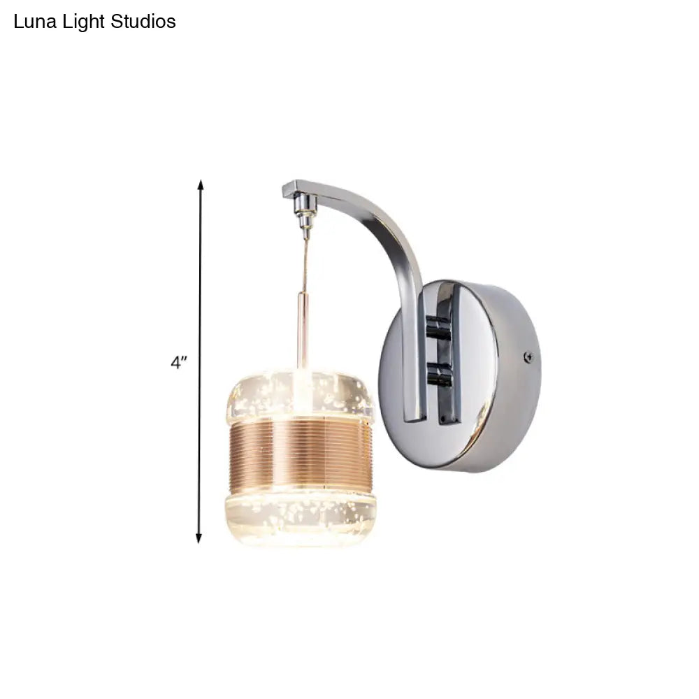 Gold Led Crystal Wall Sconce Lamp For Bedroom With Traditional Drum Mount