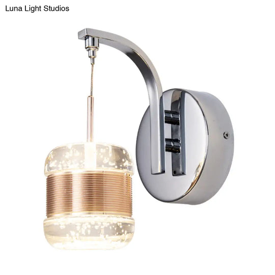 Gold Led Crystal Wall Sconce Lamp For Bedroom With Traditional Drum Mount