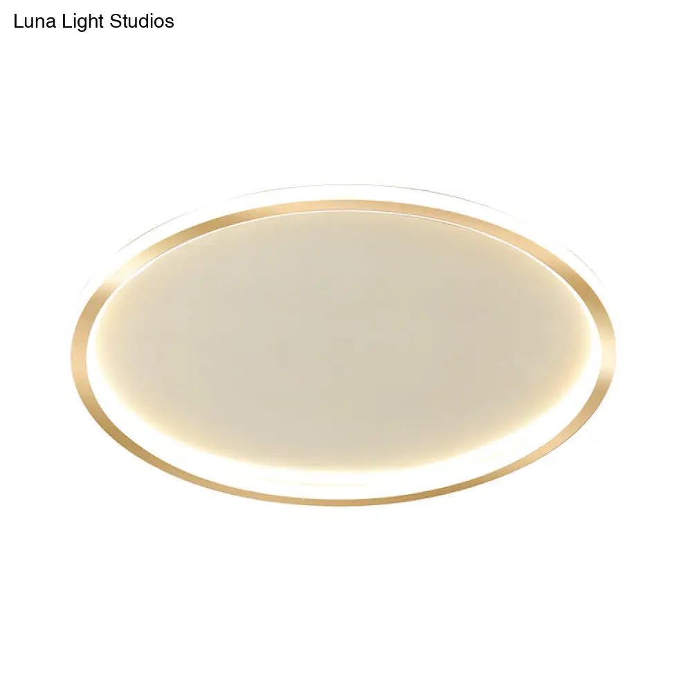 Gold Led Flush Mount Ceiling Lamp With Stepless Dimming Remote Control And Warm/White Light