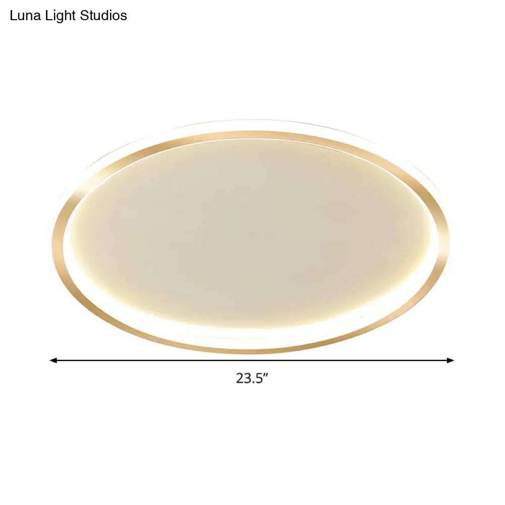 Gold Led Flush Mount Ceiling Lamp With Stepless Dimming Remote Control And Warm/White Light