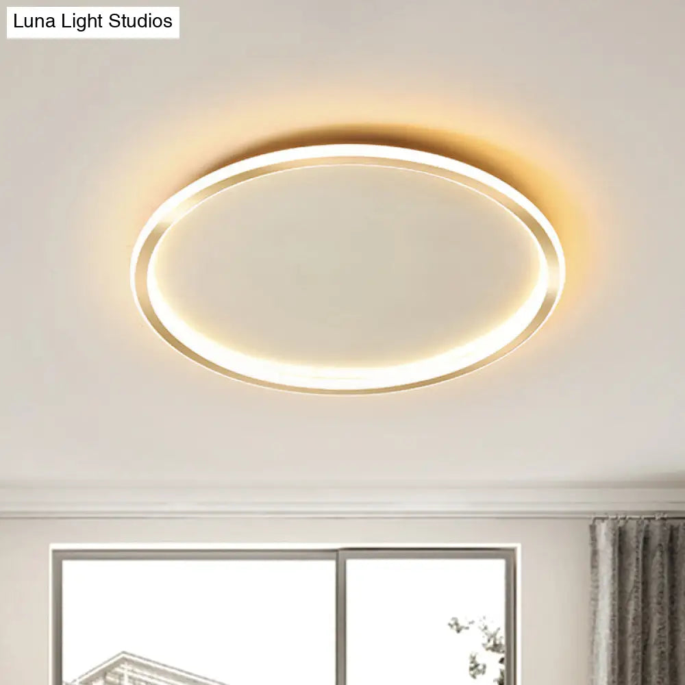 Gold Led Flush Mount Ceiling Lamp With Stepless Dimming Remote Control And Warm/White Light