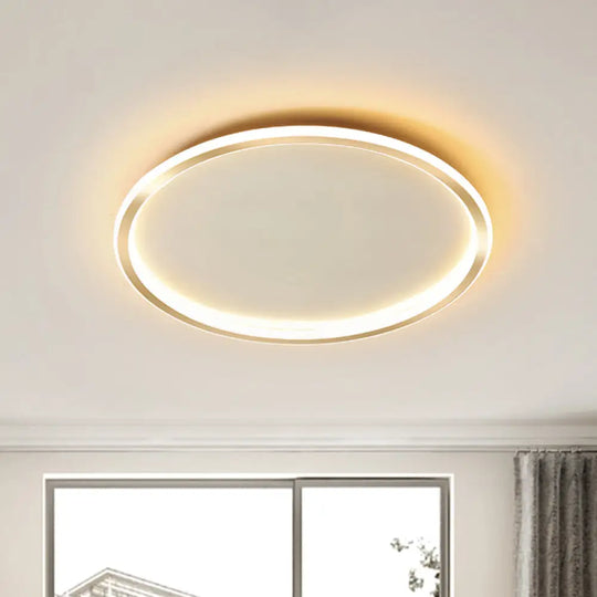 Gold Led Flush Mount Ceiling Lamp With Stepless Dimming Remote Control And Warm/White Light