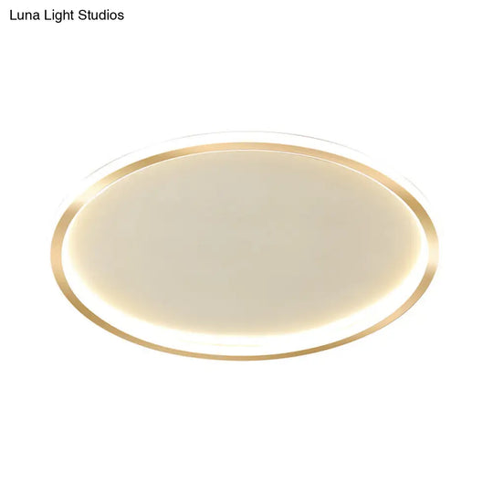 Gold Led Flush Mount Ceiling Lamp With Stepless Dimming Remote Control And Warm/White Light