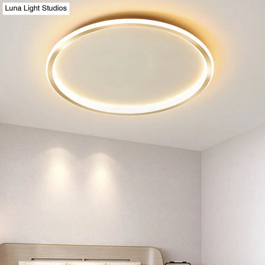 Gold Led Flush Mount Ceiling Lamp With Stepless Dimming Remote Control And Warm/White Light