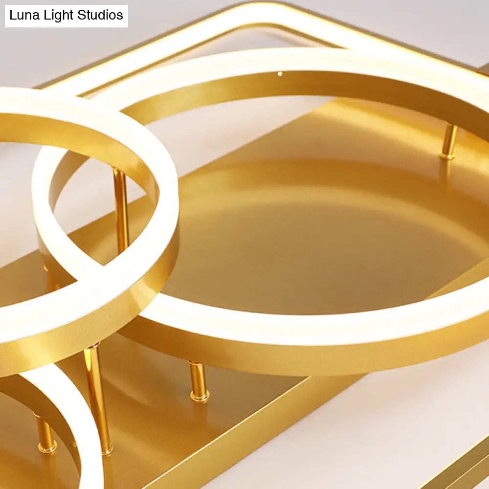 Gold Led Flush Mount Ceiling Light - Minimalist Square Acrylic Design 18’/21.5’ Wide For Bedroom