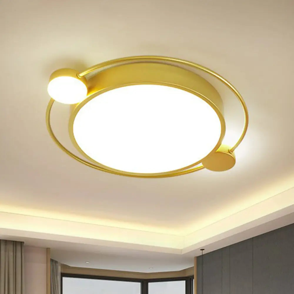 Gold Led Flush Mount Ceiling Light With Modern Round Shade / 18 Neutral (3500 - 4099 K)