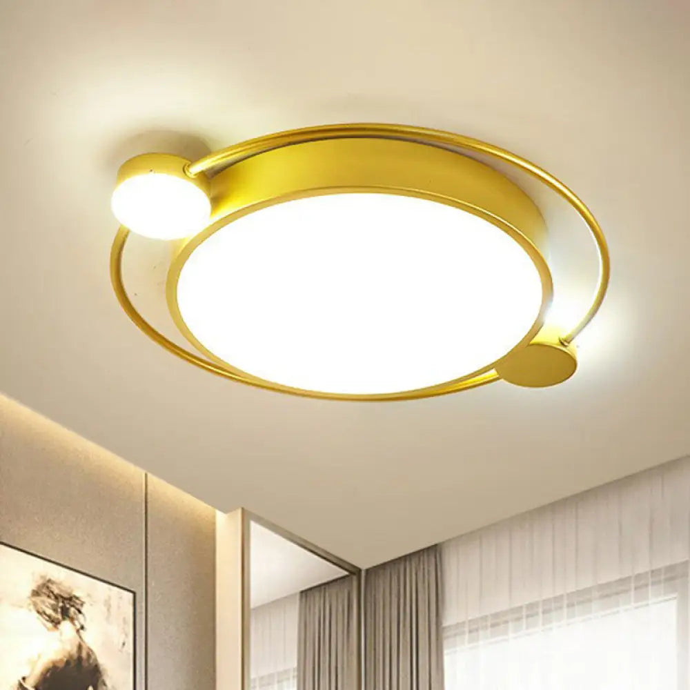 Gold Led Flush Mount Ceiling Light With Modern Round Shade / 18 Third Gear