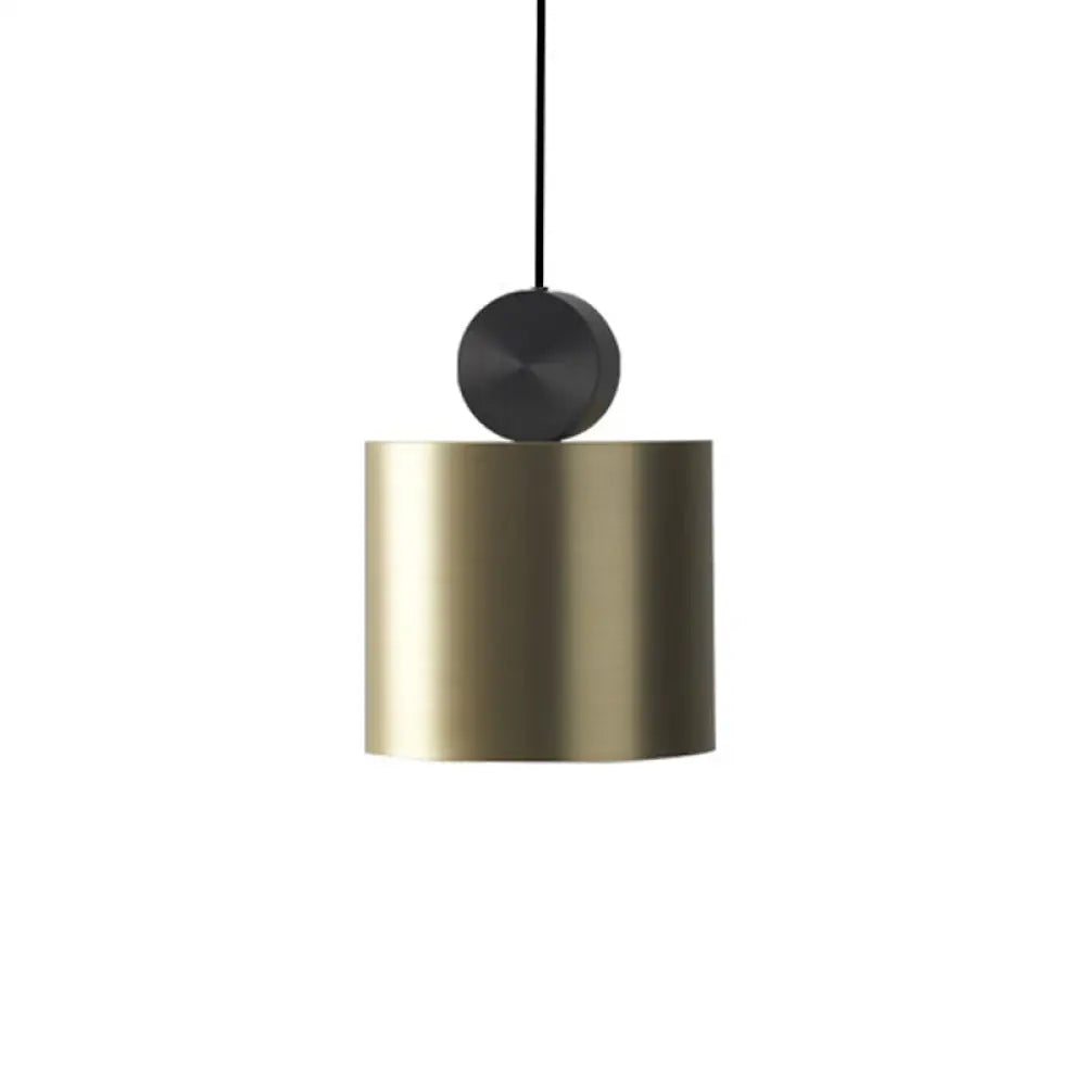 Gold Led Geometric Ceiling Light For Dining Room / White Cylinder