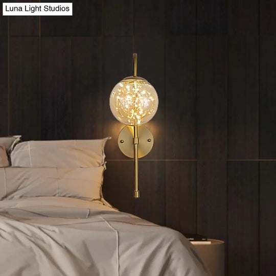 Gold Led Glass Wall Sconce With Gooseneck Arm - Minimalist Lighting For Walls