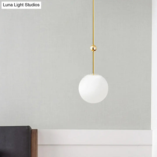 Modern Gold Led Pendant Light With Milk Glass Shade - 39/47 H