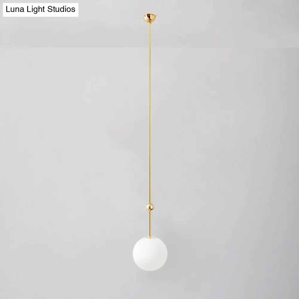 Gold Led Hanging Pendant With Milk Glass Shade 39’/47’ H - Simple And Elegant Bedroom