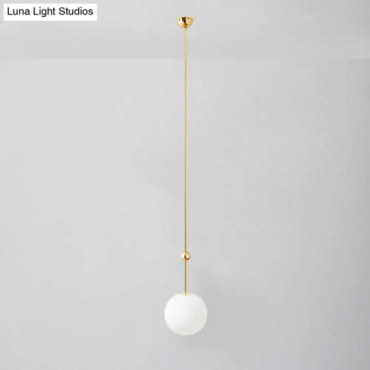 Gold Led Hanging Pendant With Milk Glass Shade 39’/47’ H - Simple And Elegant Bedroom