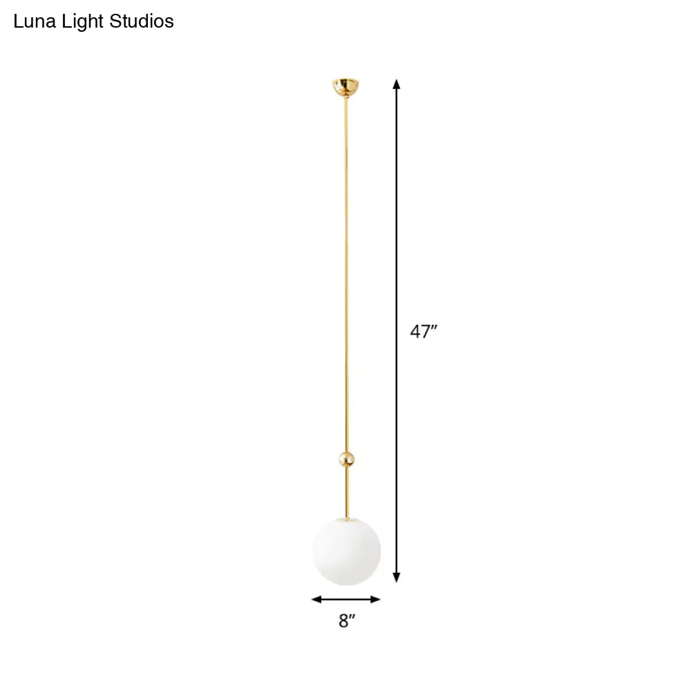 Gold Led Hanging Pendant With Milk Glass Shade 39’/47’ H - Simple And Elegant Bedroom