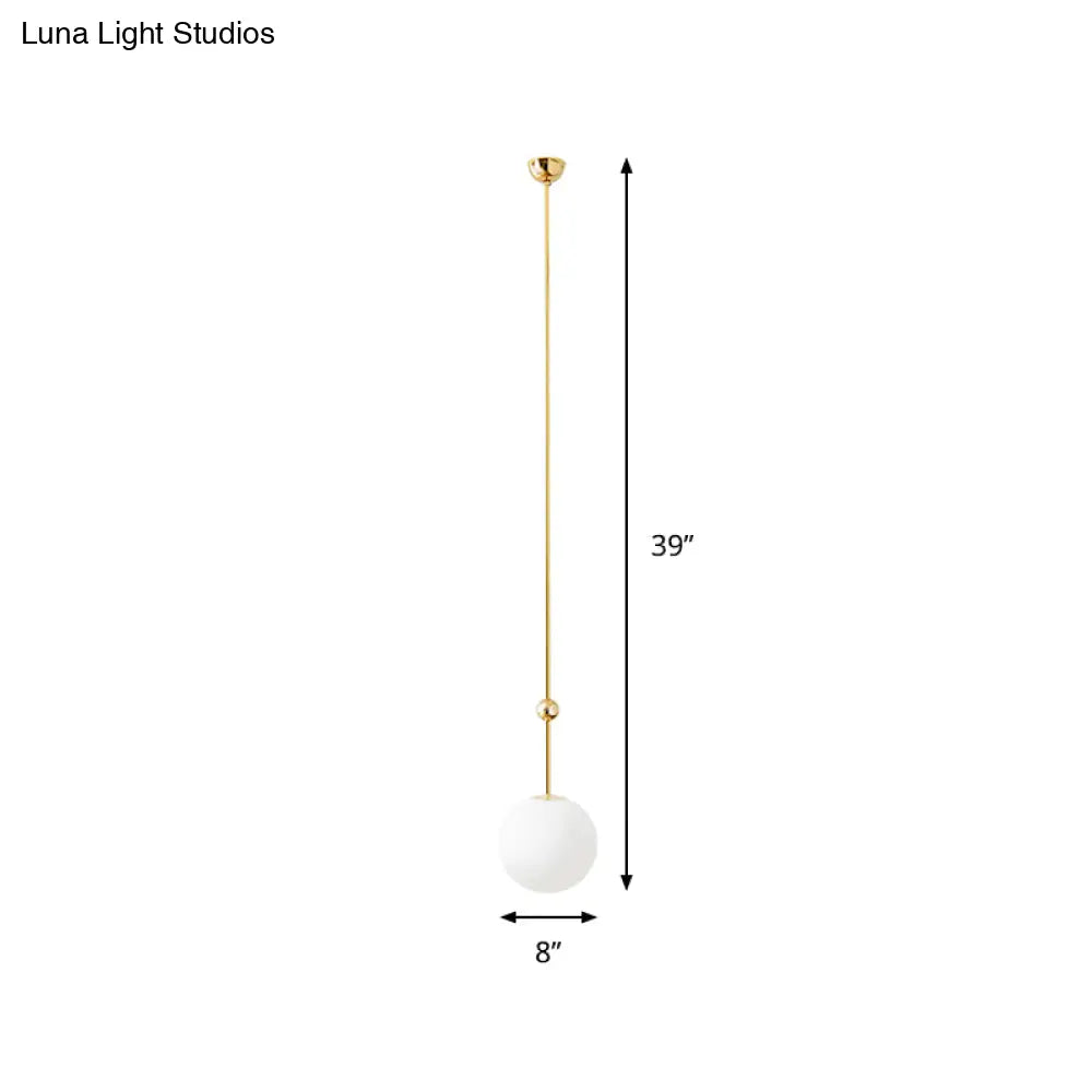 Gold Led Hanging Pendant With Milk Glass Shade 39’/47’ H - Simple And Elegant Bedroom