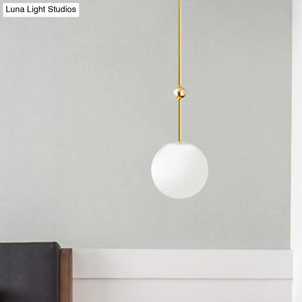 Gold Led Hanging Pendant With Milk Glass Shade 39’/47’ H - Simple And Elegant Bedroom